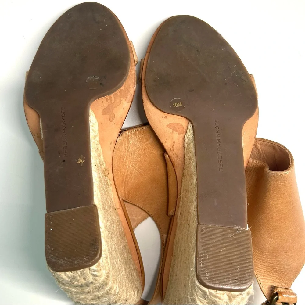 Rebecca Minkoff Women's‎ Tan Leather Espadrille Heeled Sandals in Size 10